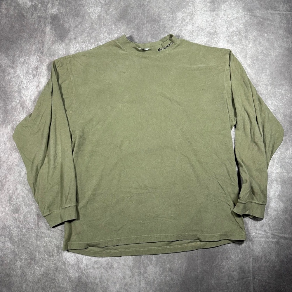 Columbia Fleece Pullover Mens XXL Olive Green Mock Neck Long Sleeve Shirt 2XL